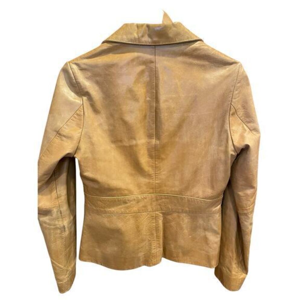 Vintage Wilson's Leather‎ Maxima Camel Brown Button Biker Style Collared Jacket - Picture 7 of 16